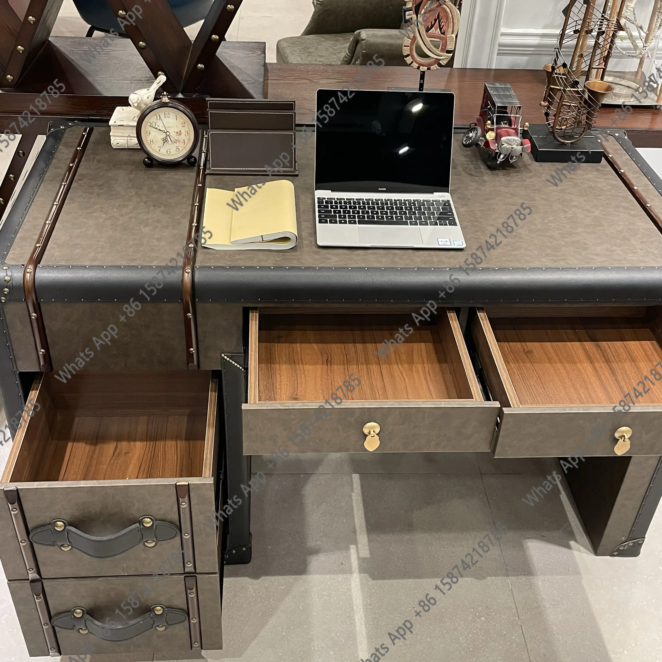 Office Furniture Second Hand - Iu アメリカンレトロ中古社長デスク無垢材デスクヨーロッパ高級ボスデスクと椅子の組み合わせ学習用コンピューターライブ