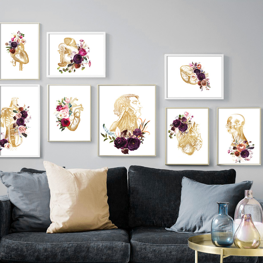 レトロな筋肉の解剖学のキャンバスの絵画,北欧のポスターとプリ - Office Furniture York のレビューと価格